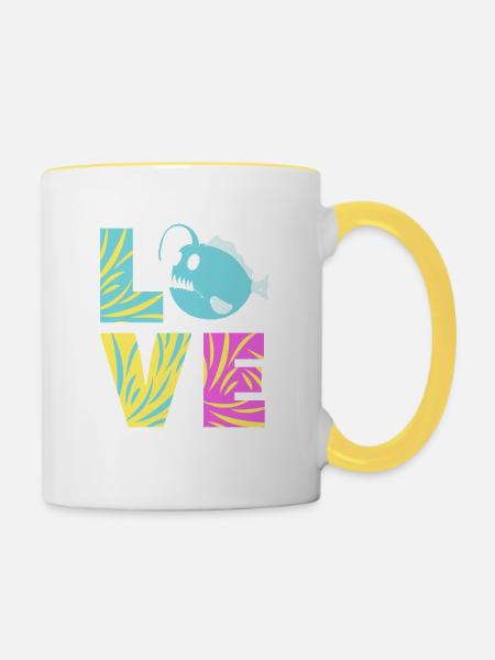 Anglerfisch - Tasse zweifarbig - Weiß/Gelb