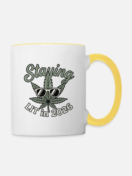 Staying Lit 2026 - Tasse zweifarbig - Weiß/Gelb