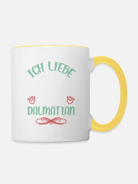 Ich liebe Dalmatian Engel - Tasse zweifarbig - Weiß/Gelb