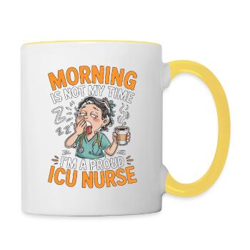 Le matin de l’infirmière en soins intensifs n’est pas mon temps de réponse rapide - Mug contrasté - blanc/jaune - Droite