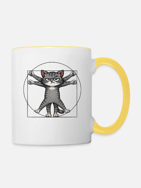 Mehrarmiger Grummelkatze - Tasse zweifarbig - Weiß/Gelb