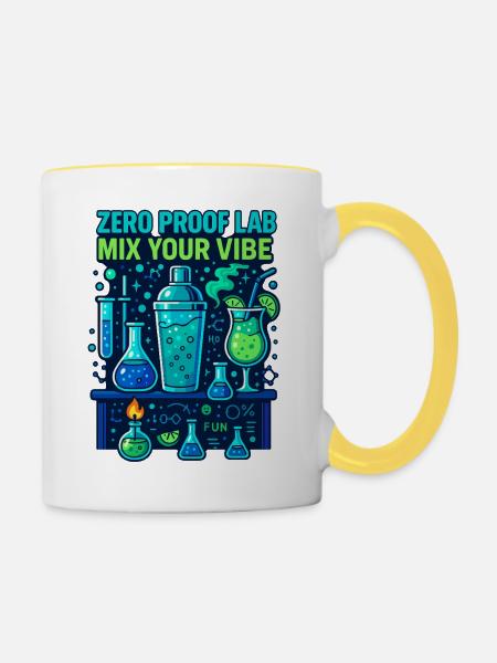 zero proof lab, mocktail chemie - Tasse zweifarbig - Weiß/Gelb