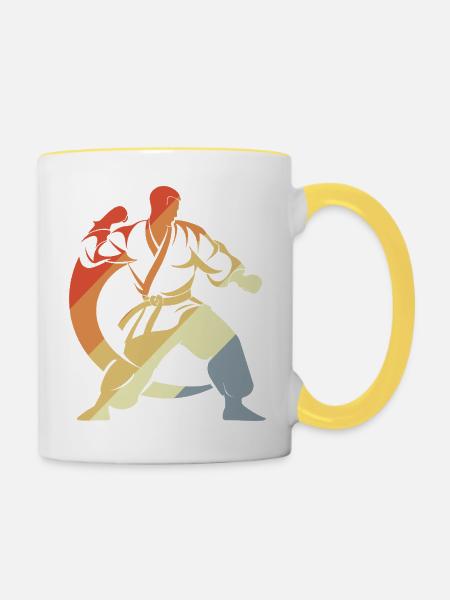 Karateka Skizze - Tasse zweifarbig - Weiß/Gelb