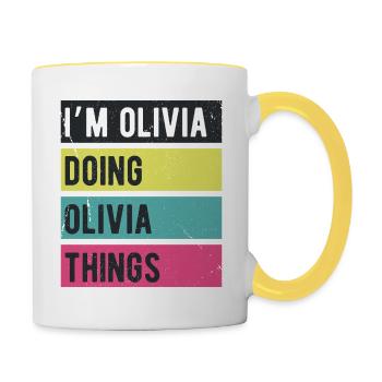 I’m Olivia Doing Olivia Things Retro Colors - Contrasting Mug - white/yellow - Right