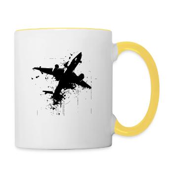 Airplane Drawing - Contrasting Mug - white/yellow - Right