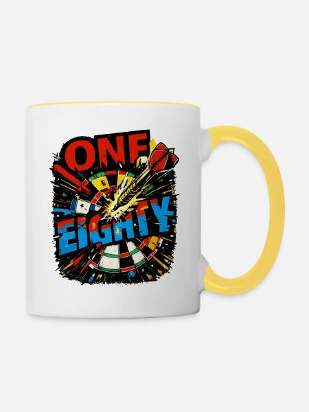 Dart One Eighty - Tasse zweifarbig - Weiß/Gelb