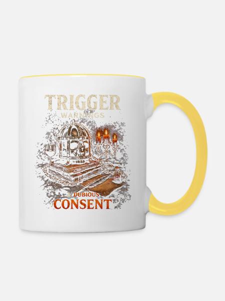 Dark Romance Booktok Trigger Warnings - Tasse zweifarbig - Weiß/Gelb