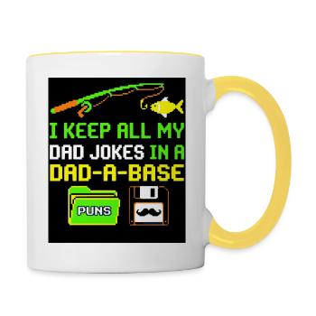 Je garde toutes mes blagues de papa dans un Vaterwitze de base pour papa - Mug contrasté - blanc/jaune - Droite