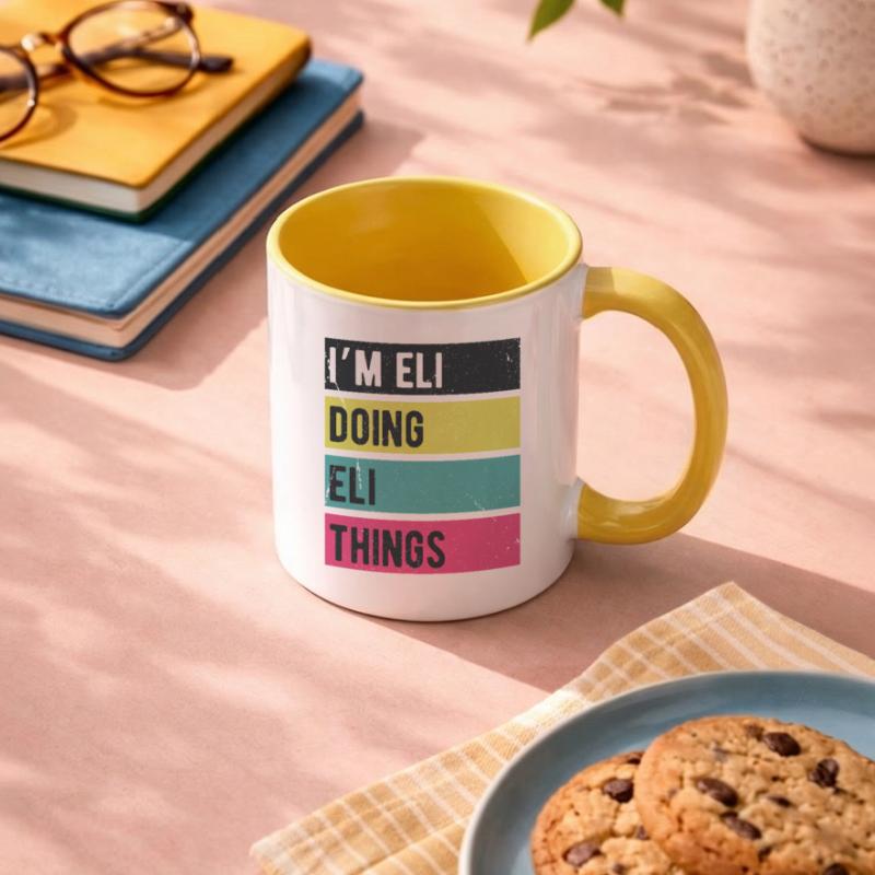 Ich bin Eli Doing Eli Things Retro Farben Tasse zweifarbig
