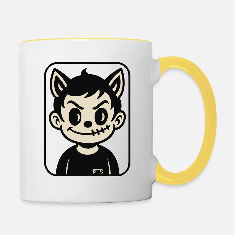 Mascotte Stichwolf - Mug contrasté - blanc/jaune