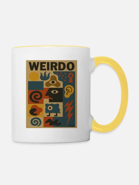 Weirdo Kaleidoskop Muster - Tasse zweifarbig - Weiß/Gelb