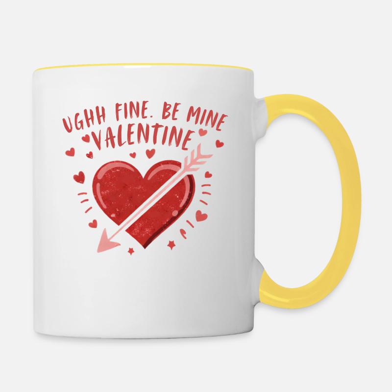 Cœur avec flèche Saint-Valentin - Mug contrasté - blanc/jaune