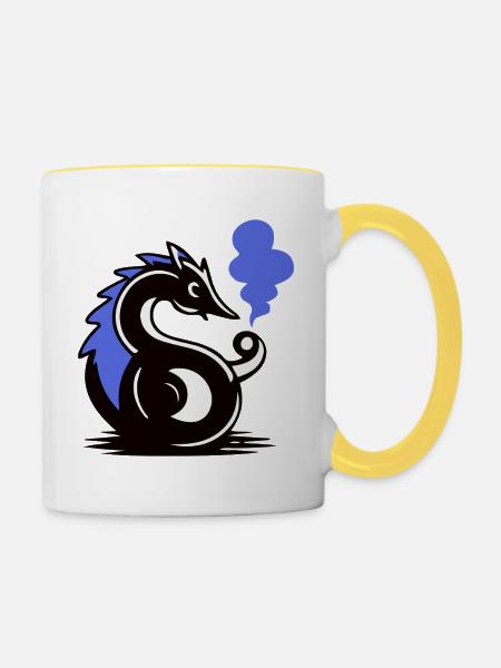 Blauer Glut-Seepferdchen - Tasse zweifarbig - Weiß/Gelb