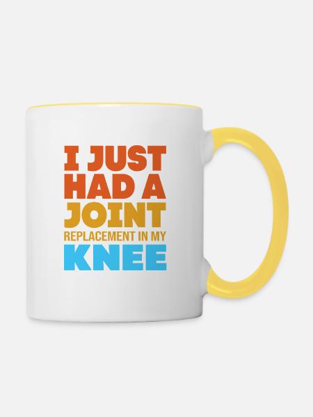 Knie Operation Knie OP - Tasse zweifarbig - Weiß/Gelb