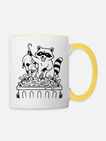 Raccoon Deluxe Dinner - Tasse zweifarbig - Weiß/Gelb