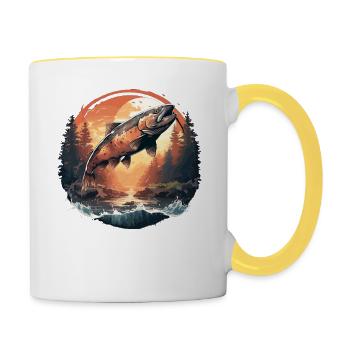 Lachse Lachs - Tasse zweifarbig - Weiß/Gelb - Rechts