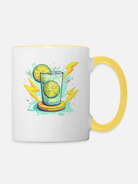 Zitrus-Schock Glasdesign - Tasse zweifarbig - Weiß/Gelb