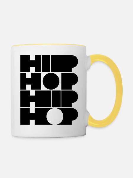 Hip-Hop-Mut typografisches Logodesign - Tasse zweifarbig - Weiß/Gelb