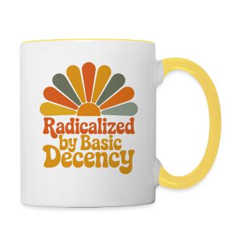 Radicalized by Basic Decency - Contrasting Mug - white/yellow - Right