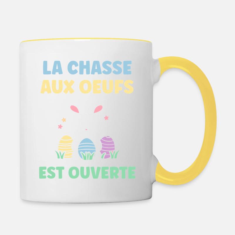 egg hunt - Contrasting Mug - white/yellow