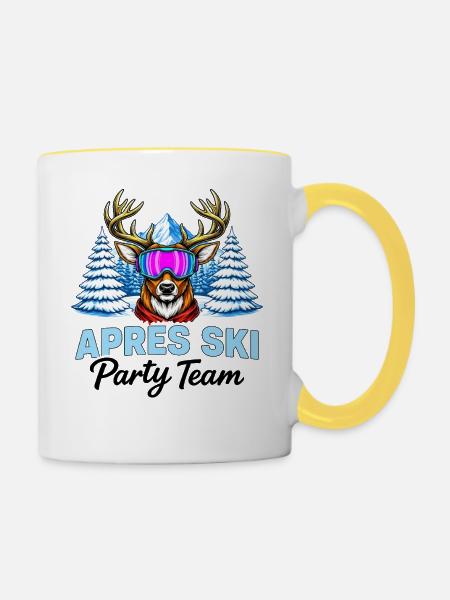 Apres Ski Party Team - Tasse zweifarbig - Weiß/Gelb