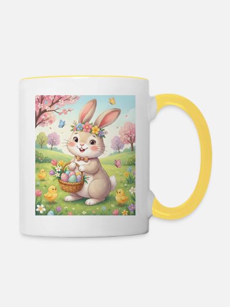 Osterhase - Tasse zweifarbig - Weiß/Gelb