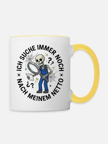 Ich_Suche_Immer_Noch_Nach_Meinem_Netto - Tasse zweifarbig - Weiß/Gelb