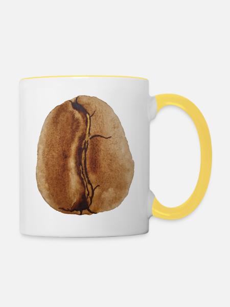 Kaffeebohne Aquarell - Tasse zweifarbig - Weiß/Gelb