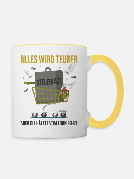 Alles Wird Teurer - Tasse zweifarbig - Weiß/Gelb