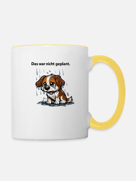 Lustiger Hund Spruch Geschenk - Tasse zweifarbig - Weiß/Gelb