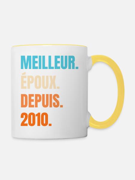 Bester Ehemann seit 2010 Geschenk-Ehemann - Tasse zweifarbig - Weiß/Gelb