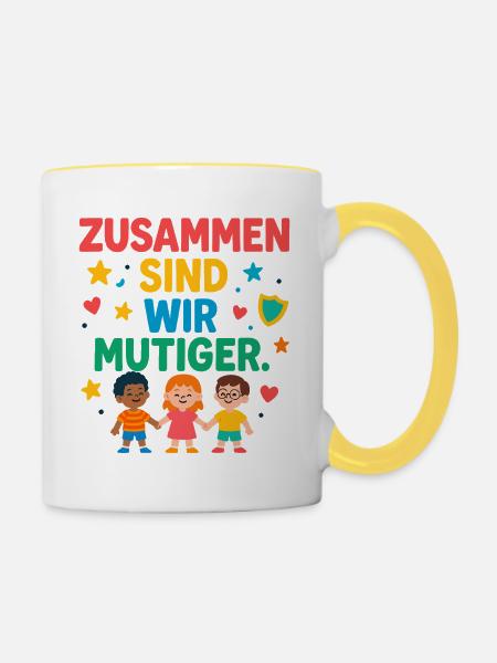 Zusammen sind wir mutiger - Tasse zweifarbig - Weiß/Gelb