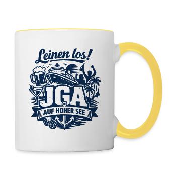 Leinen Los! JGA auf hoher See - Tasse zweifarbig - Weiß/Gelb - Rechts