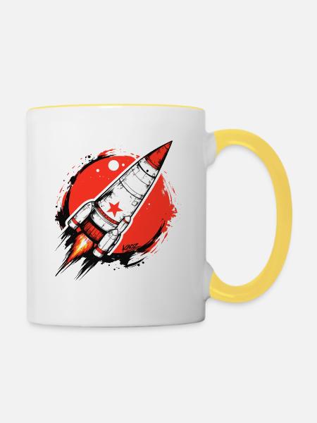 Crimson Rocket Splash-Artwork - Tasse zweifarbig - Weiß/Gelb