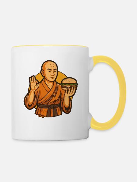 Zen Burger Monk - Tasse zweifarbig - Weiß/Gelb