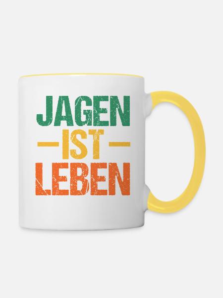 Jagd Jagen Waidmann Jäger - Tasse zweifarbig - Weiß/Gelb