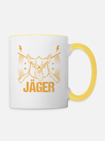 Jagd Jagen Waidmann Jäger - Tasse zweifarbig - Weiß/Gelb