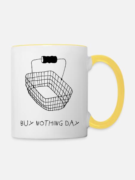 buy nothing day - Tasse zweifarbig - Weiß/Gelb