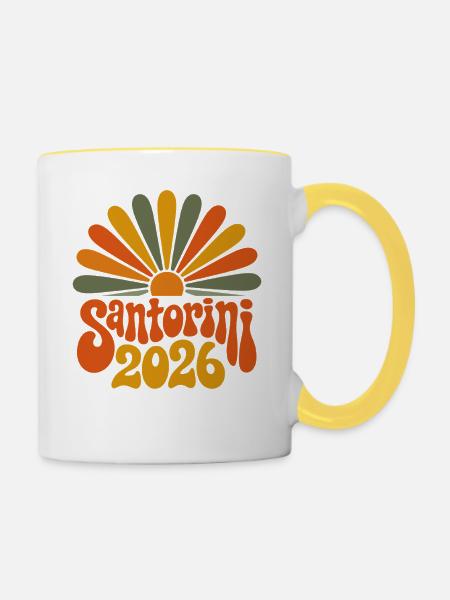 Santorini 2026 Sunburst - Tasse zweifarbig - Weiß/Gelb