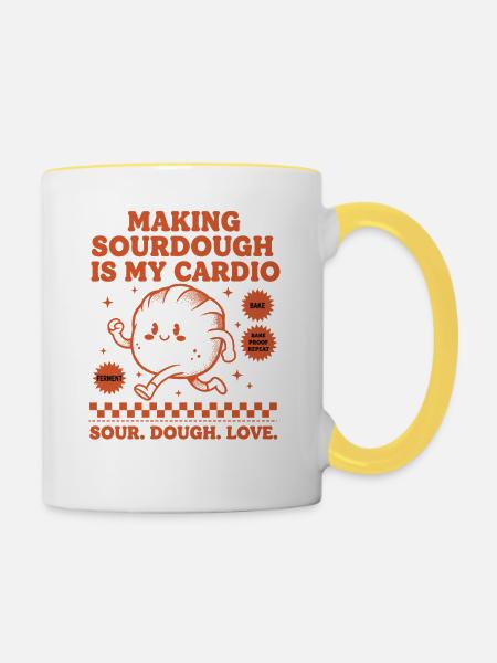 Sauerteigbrot Backen Sauerteig machen - Tasse zweifarbig - Weiß/Gelb