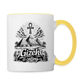 Gizeh appelle le voyage des pyramides d’Égypte - Mug contrasté - blanc/jaune - Droite