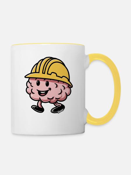 Brain Builder Schutzhelm - Tasse zweifarbig - Weiß/Gelb
