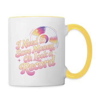 I need to save money – oh, look, a sound - Contrasting Mug - white/yellow - Right