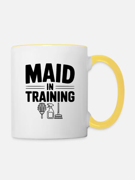 Dienstmädchen in Ausbildung - Tasse zweifarbig - Weiß/Gelb