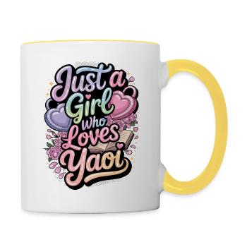Just a girl who loves yaoi. - Contrasting Mug - white/yellow - Right