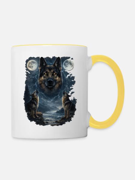 Zwei Monde German Sheperd - Tasse zweifarbig - Weiß/Gelb