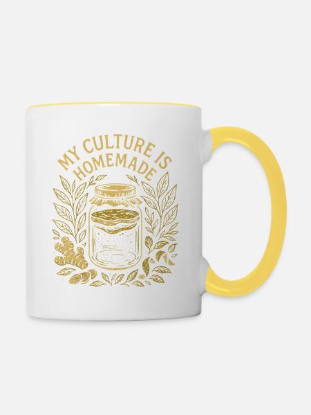 Hausgemachte Kultur | Kombucha Fermentation - Tasse zweifarbig - Weiß/Gelb