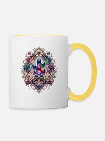 Kristallblumen Prisma Ring - Tasse zweifarbig - Weiß/Gelb