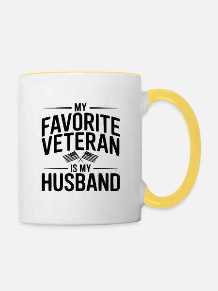 Mein Lieblingsveteran ist mein Mann - Tasse zweifarbig - Weiß/Gelb