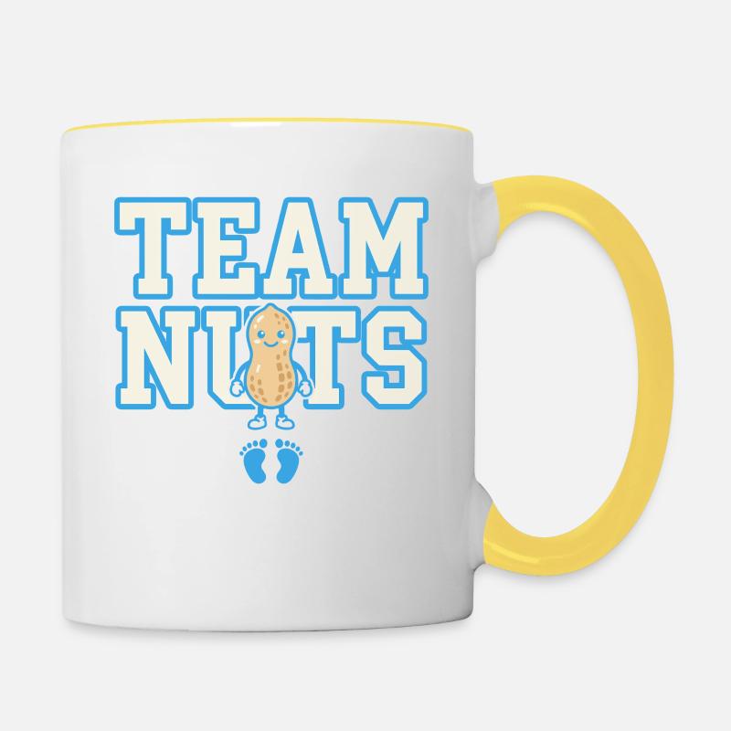 Team Nuts Peanut Design - Contrasting Mug - white/yellow
